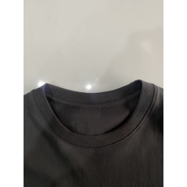 Camiseta de algodão puro de 220g de espessura premium com estampa de cigarro, camiseta casual de algodão penteado para homens, camiseta de gola redonda de mangas curtas, com uma certa espessura adequada para usar no verão