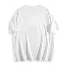 T-shirt masculina estampada na moda, corte simples com destaque de masculinidade, material de algodão puro, cor sólida calma e combinação de impressão dinâmica, confortável e respirável, essencial clássico de verão.