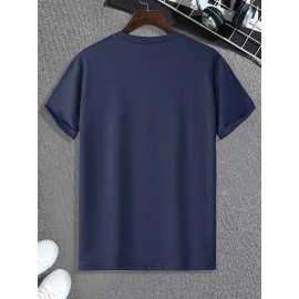 Camiseta Masculina de Manga Curta com Gráfico do Texas, Azul Marinho com Estampa em Negrito 