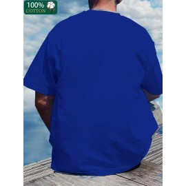 Camiseta Masculina de Algodão Espessado 220g - Estampa Gráfica Geométrica Manga Curta Gola Redonda, Camiseta Casual de Verão com Cores Vibrantes, Lavável à Máquina