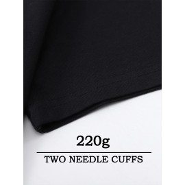 Camiseta Masculina de Algodão Espessado 220g - Estampa Gráfica Geométrica Manga Curta Gola Redonda, Camiseta Casual de Verão com Cores Vibrantes, Lavável à Máquina