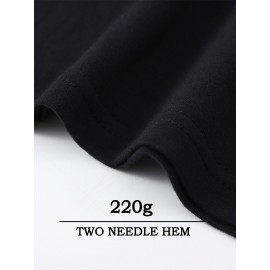 Camiseta Masculina de Algodão Espessado 220g - Estampa Gráfica Geométrica Manga Curta Gola Redonda, Camiseta Casual de Verão com Cores Vibrantes, Lavável à Máquina