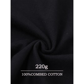 Camiseta Masculina de Algodão Espessado 220g - Estampa Gráfica Geométrica Manga Curta Gola Redonda, Camiseta Casual de Verão com Cores Vibrantes, Lavável à Máquina