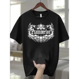 Camiseta Masculina 100% Algodão - Estilo Casual Esportivo com Gola Redonda, Manga Curta e Estampa de Desenho Animado, Top Respirável para Verão, Corte Regular, Design Ousado, Construção Durável, Moda Streetwear