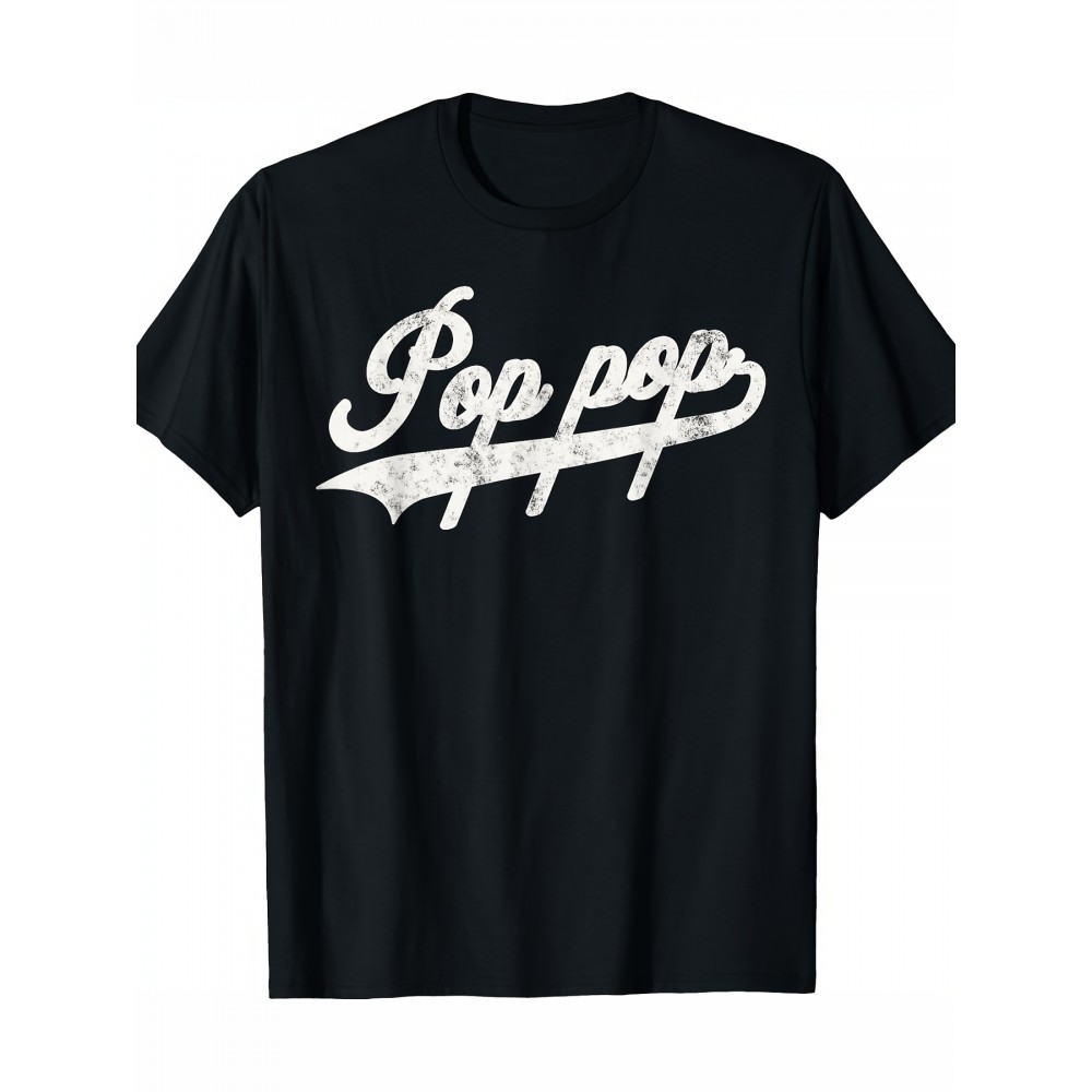 1pc Camiseta Pop Retro Estilo para Homens, 100% Algodão, Gola Redonda, Manga Curta, Ajuste Regular, Padrão Geométrico, Roupa Casual para Todas as Estações, Tecido de Malha com Esticamento Médio, 180g/m2 - Presente Ideal para o Dia dos Pais