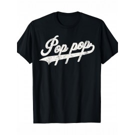 1pc Camiseta Pop Retro Estilo para Homens, 100% Algodão, Gola Redonda, Manga Curta, Ajuste Regular, Padrão Geométrico, Roupa Casual para Todas as Estações, Tecido de Malha com Esticamento Médio, 180g/m2 - Presente Ideal para o Dia dos Pais