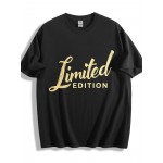 T-shirt de gola redonda para homem, branco, edição limitada, impressão dourada, casual, streetwear