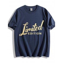 T-shirt de gola redonda para homem, branco, edição limitada, impressão dourada, casual, streetwear