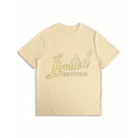 T-shirt de gola redonda para homem, branco, edição limitada, impressão dourada, casual, streetwear
