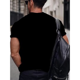 Camiseta Masculina de Algodão Respirável com Estampa de Silhueta Florestal - Gola Careca Casual e Manga Curta, Perfeita para Primavera e Verão, Tecido Micro-elástico para Conforto em Todas as Estações, Lavável à Máquina