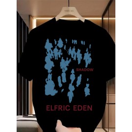 1-Pacote Camiseta Masculina 100% Algodão - Tecido Espesso e Respirável, Alta Elasticidade & Antirriscos, Corte Solto com Estampa de Letras, Lavável à Máquina para o Dia dos Pais/Presente para Namorado