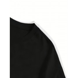 1-Pacote Camiseta Masculina 100% Algodão - Tecido Espesso e Respirável, Alta Elasticidade & Antirriscos, Corte Solto com Estampa de Letras, Lavável à Máquina para o Dia dos Pais/Presente para Namorado