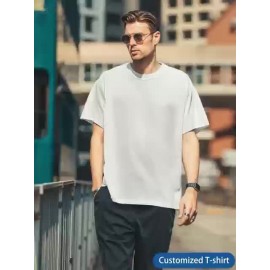 T-shirt de manga curta e decote redondo para o Dia da Independência, exclusiva em algodão puro de 180g, casual e confortável, com padrão de águia espalhada e bandeira americana, elegante, casual e suave, em algodão puro, confortável e respirável.