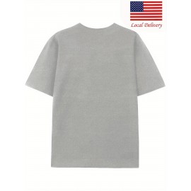T-shirt de manga curta e decote redondo para o Dia da Independência, exclusiva em algodão puro de 180g, casual e confortável, com padrão de águia espalhada e bandeira americana, elegante, casual e suave, em algodão puro, confortável e respirável.