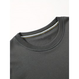 Moletom Masculino de Poliéster Macio na Cor Creme - Casual, Elegante com Manga Longa e Gola Redonda com Detalhe de Chaveiro de Esqueleto, Lavável à Máquina para Uso Confortável ao Ar Livre na Primavera & Outono