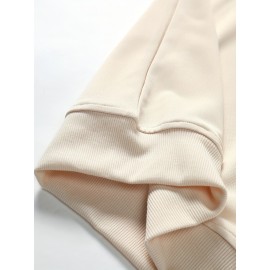 Moletom Masculino de Poliéster Macio na Cor Creme - Casual, Elegante com Manga Longa e Gola Redonda com Detalhe de Chaveiro de Esqueleto, Lavável à Máquina para Uso Confortável ao Ar Livre na Primavera & Outono