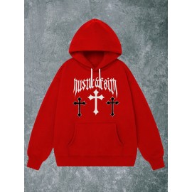 Fé na Cruz da Salvação, (Mistura de Algodão) Moletom Casual e Confortável Masculino, Moletom Fashion de Manga Longa, Outono e Inverno