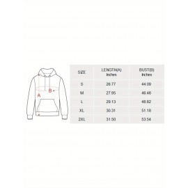 Moletom 1 peça / 100% poliéster, Moletom com bolso canguru de cor sólida, Manga longa casual com cordão, Outono e Inverno para homens