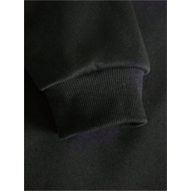 Moletom 1 peça / 100% poliéster, Moletom com bolso canguru de cor sólida, Manga longa casual com cordão, Outono e Inverno para homens