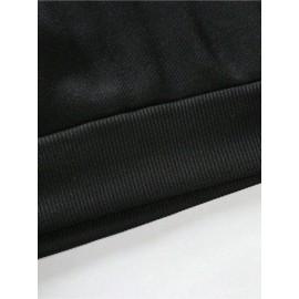 Moletom 1 peça / 100% poliéster, Moletom com bolso canguru de cor sólida, Manga longa casual com cordão, Outono e Inverno para homens