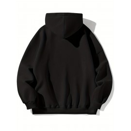 1pc Moletom Casual Masculino de Algodão com Estampa Seven Eleven, Tecido de Malha Levemente Elástico, Gola com Capuz, Modelagem Regular para Primavera/Outono