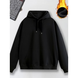 Moletom de manga comprida confortável para homem, com cordão e bolsa de canguru, pulôver casual para homem, adequado para uso diário.