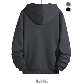 Moletom masculino básico de cor sólida, novo na moda, versátil e confortável, adequado para o outono, inverno e primavera, ideal para esportes diários, com bolso e capuz para uso casual ao ar livre.