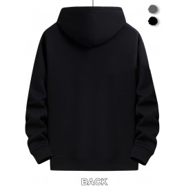 Moletom masculino básico de cor sólida, novo na moda, versátil e confortável, adequado para o outono, inverno e primavera, ideal para esportes diários, com bolso e capuz para uso casual ao ar livre.