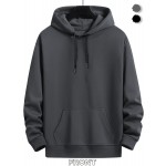 Moletom masculino básico de cor sólida, novo na moda, versátil e confortável, adequado para o outono, inverno e primavera, ideal para esportes diários, com bolso e capuz para uso casual ao ar livre.