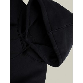 Moletom masculino básico de cor sólida, novo na moda, versátil e confortável, adequado para o outono, inverno e primavera, ideal para esportes diários, com bolso e capuz para uso casual ao ar livre.
