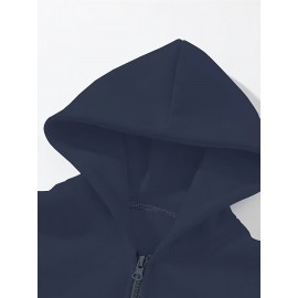 Moletom com Capuz Forrado em Fleece para Homens - Cinza, Manga Comprida, Gola com Zíper, Quente e Confortável para Uso Casual, Moletom Esportivo | Estilo Casual Hoodie | Bolsos Funcionais, Suéter com Capuz