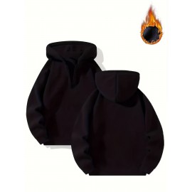 Moletom com Capuz Forrado em Fleece para Homens - Cinza, Manga Comprida, Gola com Zíper, Quente e Confortável para Uso Casual, Moletom Esportivo | Estilo Casual Hoodie | Bolsos Funcionais, Suéter com Capuz