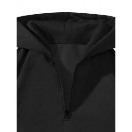 Moletom com Capuz Forrado em Fleece para Homens - Cinza, Manga Comprida, Gola com Zíper, Quente e Confortável para Uso Casual, Moletom Esportivo | Estilo Casual Hoodie | Bolsos Funcionais, Suéter com Capuz