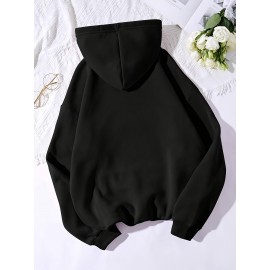 Moletom com Capuz Masculino Preto e Estampa Geométrica - Moletom de Poliéster Macio de Manga Comprida com Capuz Ajustável por Cordão, Bolso Canguru Espaçoso e Conforto para Vestuário Casual Urbano