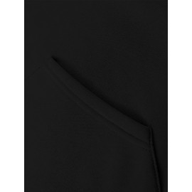 Moletom com Capuz Masculino Preto e Estampa Geométrica - Moletom de Poliéster Macio de Manga Comprida com Capuz Ajustável por Cordão, Bolso Canguru Espaçoso e Conforto para Vestuário Casual Urbano