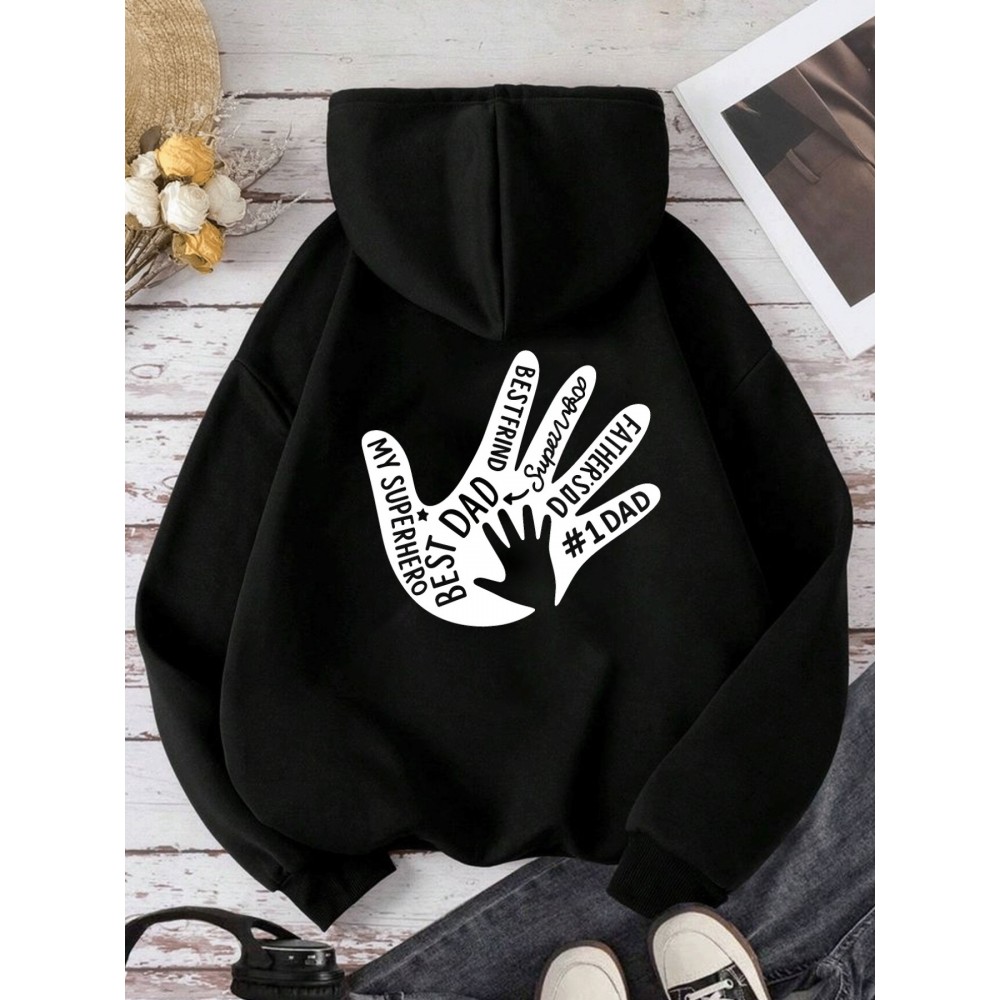 Moletom Feminino Estampado de Super-Herói, Moletom Casual Moderno, Cor Sólida, Modelo Solto, Ideal para Primavera, Verão e Outono - Presente para o Dia dos Pais