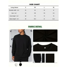Camisa Masculina de Manga Longa - Top Básico Minimalista para o Dia a Dia | Camiseta 100% Algodão Macio e Respirável com Gola Redonda | Uso Casual ou Formal | Essencial Lavável na Máquina, Roupa Versátil e Confortável