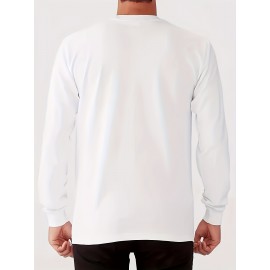 Camisa Masculina de Manga Longa - Top Básico Minimalista para o Dia a Dia | Camiseta 100% Algodão Macio e Respirável com Gola Redonda | Uso Casual ou Formal | Essencial Lavável na Máquina, Roupa Versátil e Confortável