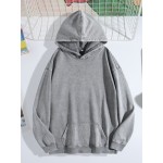 Moletom de Outono e Inverno, Pode Ser Usado no Dia a Dia, Cor Sólida Lavada para Dar Aparência de Velho, Blusa de Gola Redonda sem Cordão, Moda Masculina, Moletom