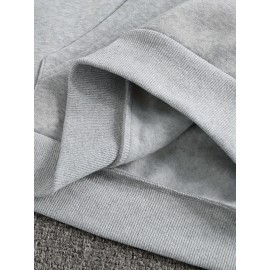 Camisola com capuz estampada de galáxias para outono/inverno masculino, forro de Terry francês, poliéster, tecido de tricô não elástico, ajuste solto com detalhe de bolso, estilo casual desportivo com capuz