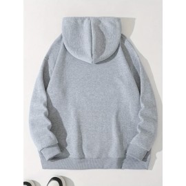 Camisola de malha com capuz para homem, de cor sólida, simples, para outono e inverno, com bolso canguru, design casual, para homem, para atividades ao ar livre.