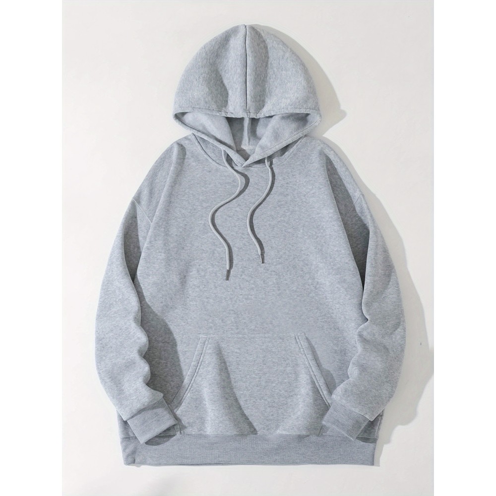 Camisola de malha com capuz para homem, de cor sólida, simples, para outono e inverno, com bolso canguru, design casual, para homem, para atividades ao ar livre.