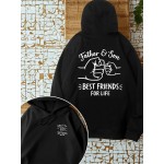 Mãe, Filho impresso para mulheres, Hoodie casual moderno, Hoodie de cor sólida, Hoodie solto, Adequado para primavera, verão e outono