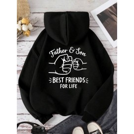 Mãe, Filho impresso para mulheres, Hoodie casual moderno, Hoodie de cor sólida, Hoodie solto, Adequado para primavera, verão e outono