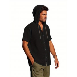 Camisas de Linho Masculinas Casuais com Manga Curta e Gola em V, Blusas Soltas para o Verão