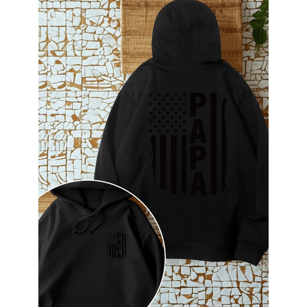 Bandeira americana, camisola casual com capuz para mulher, com estampa escura, camisola com capuz de cor sólida, camisola com capuz solta, adequada para primavera, verão e outono.