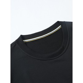 Estrela Brilhante Impressa Roupa de Rua Camisola de Pescoço Impressa, Roupa Desportiva Diária ao Ar Livre para Homem, Simples e Bonito, Tecidos Confortáveis e Quentes, Lazer em Casa, Joker de Deslocação.