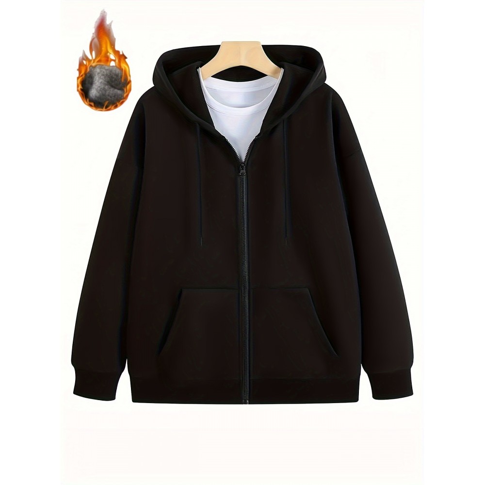 Jaqueta de Moletom com Zíper para Homens - Ajuste Esportivo Casual, Manga Longa e Punhos Elásticos, Cor Sólida, Ideal para Academia, Roupas ao Ar Livre, Design Minimalista, Material Confortável, Estilo Ativo