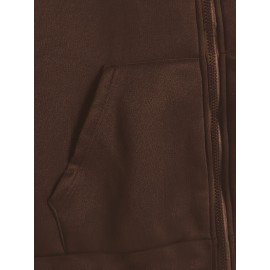 Jaqueta de Moletom com Zíper para Homens - Ajuste Esportivo Casual, Manga Longa e Punhos Elásticos, Cor Sólida, Ideal para Academia, Roupas ao Ar Livre, Design Minimalista, Material Confortável, Estilo Ativo