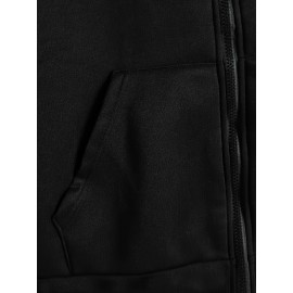 Jaqueta de Moletom com Zíper para Homens - Ajuste Esportivo Casual, Manga Longa e Punhos Elásticos, Cor Sólida, Ideal para Academia, Roupas ao Ar Livre, Design Minimalista, Material Confortável, Estilo Ativo